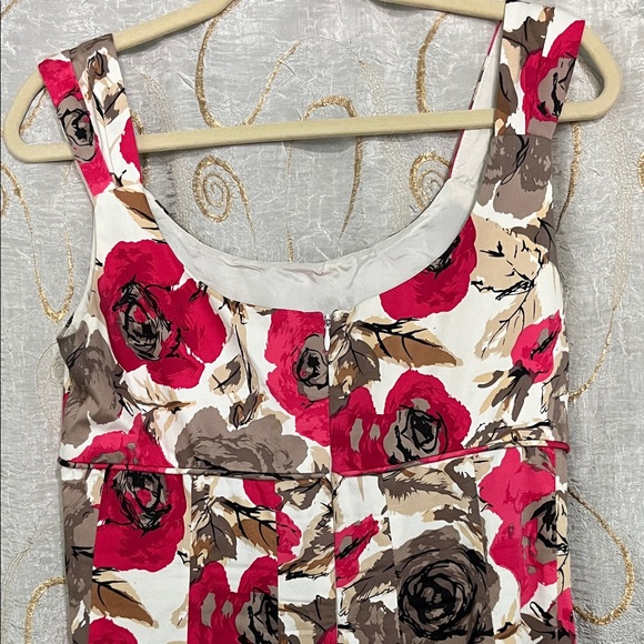 Maggy London Floral Midi Dress - Red, Brown, and Cream - Picture 6 of 7